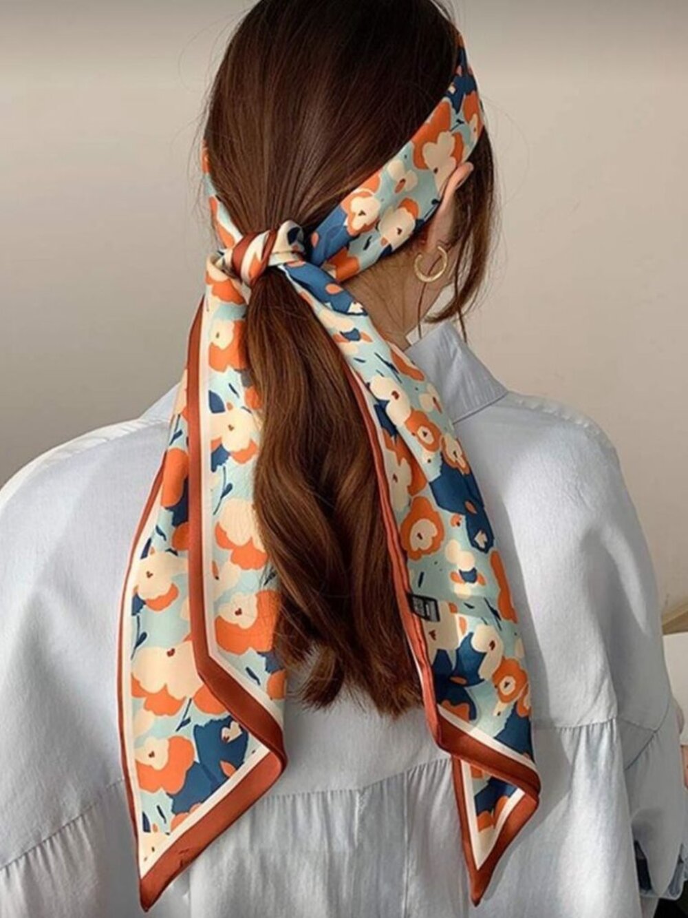 Floralorange Scarf Hair Tie N1359